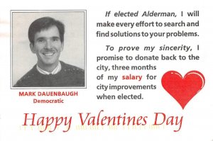 Rockford, IL Illinois  MARK DAUENBAUGH~For 11th Ward Alderman  4' X 6' Postcard