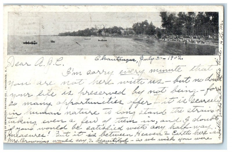 1902 Scene of Canoe Boats, Rivers, Trees in Chautauqua NY PMC Posted Postcard 