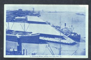 GALVESTON TEXAS WHARF FROM PIER 14 BOATS VINTAGE POSTCARD