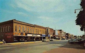 Detroit & Michigan Streets scene Rexall Drug Store La Grange Indiana postcard