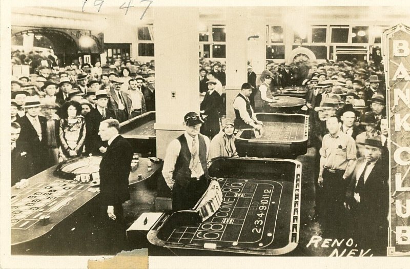 Postcard RPPC iView of Casinos at  Banclub in Reno, NV.        S6