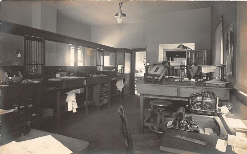 G34/ Capron Illinois RPPC Postcard c1910 Interior of Bank Building