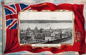 Halifax NS from Citadel Patriotic Red Ensign Flag c1908 Postcard G37