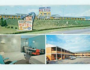 Unused Pre-1980 OLD CARS & SUNSET HILL MOTEL Breezewood Pennsylvania PA s6576