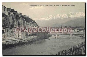 Postcard Grenoble Old Fort Rabot Quays And La Chaine Des Alpes