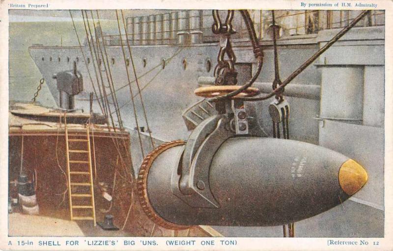 British Military Navy Shell for Lizzies Big 'Uns Antique Postcard J7