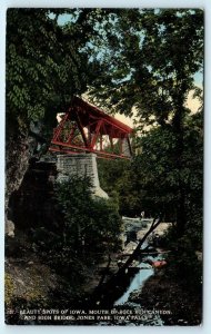 IOWA FALLS, IA ~ High Bridge JONES PARK Rock Run Canyon c1910s  Postcard