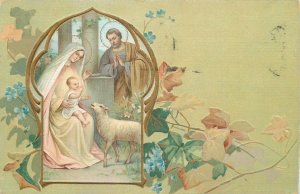 Greetings postcard Religious icon Saints sheep Mother Mary heart eases vine