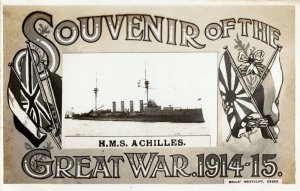 HMS Achilles WW1 Souvenir Of Great War Ship Real Photo Postcard