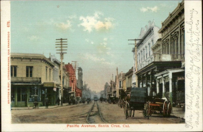 Santa Cruz CA Pacific Ave c1905 Postcard