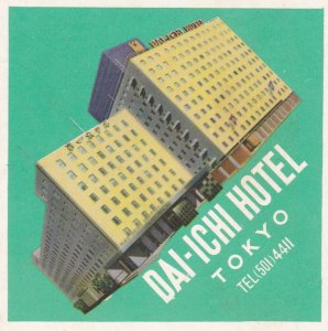 Japan Tokyo Dai-Ichi Hotel Vintage Luggage Label sk2432