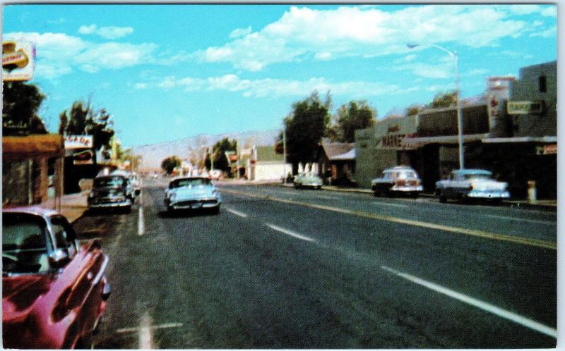 HAWTHORNE, NV  Nevada    STREET SCENE  Falstaff c1950s  Cars  1967   Postcard