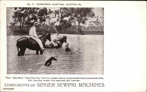 Singer Sewing Machine Advertising - Kangaroo Hunting in Australia Postcard #5