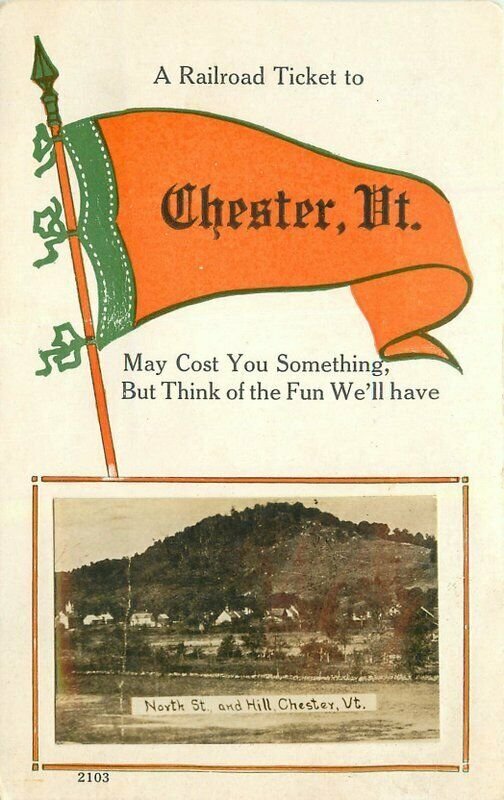 Chester Vermont C-1910 Inset Photo North Street Hill #2103 Postcard 21-10759