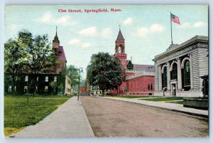 Springfield Massachusetts Postcard Elm Street Exterior View 1910 Vintage Antique