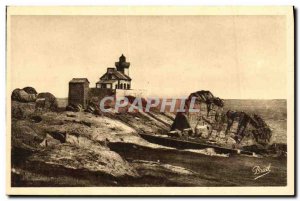 Postcard Old Brehat Island Lighthouse Peacock