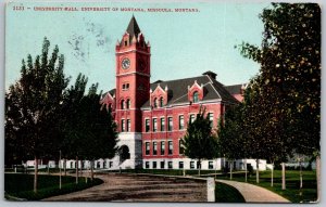 Missoula Montana 1918 Postcard University Hall University Of Montana