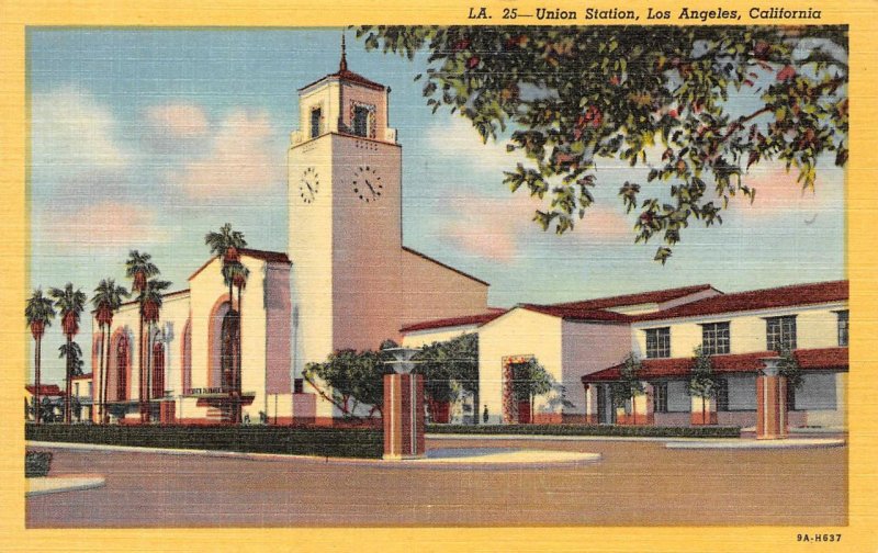 Union Station, Los Angeles, California Railroad Depot ca 1940s Vintage Postcard