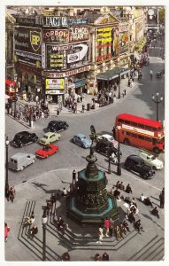 P3230 vintage postcard busy traffic etc birds eye view piccadilly circus london