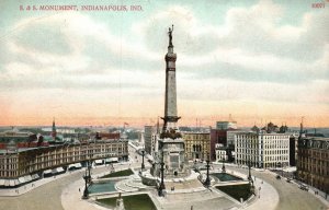 Vintage Postcard 1910's S.&S. Monument Indianapolis Indiana A.C. Bosselman Pub.