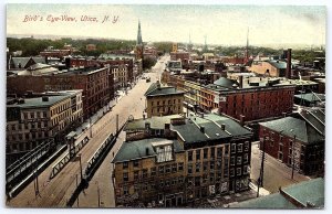 Building Roadways Utica New York NY Birds Eye View Business District Postcard