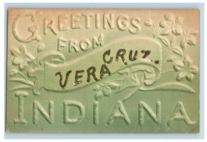 c.1910 Airbrushed Embossed Vera Cruz, IN Vintage Postcard F51