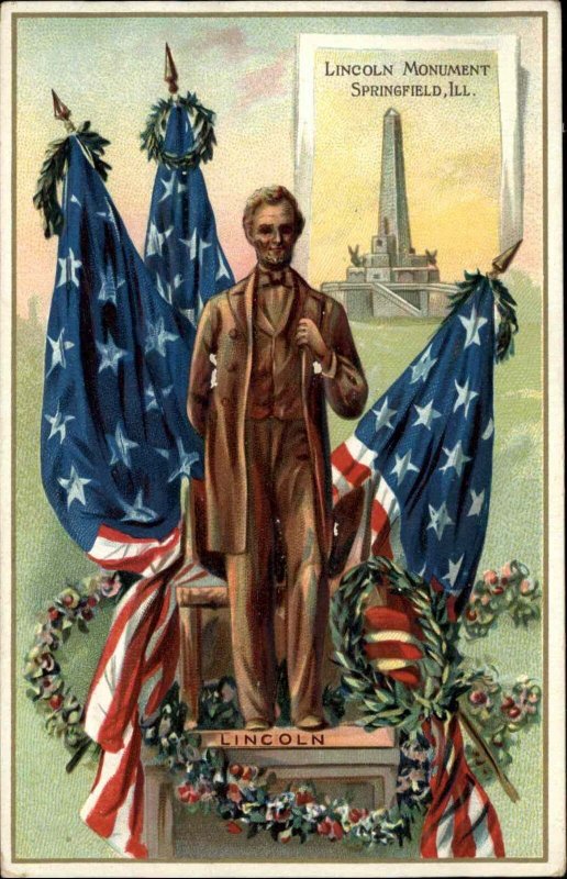 Tuck Abraham Lincoln's Birthday Monument Springfield IL c1910 Postcard