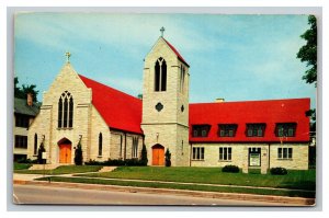 Vintage 1970's Postcard Trinity Evangelical Lutheran Church Waukegan Illinois