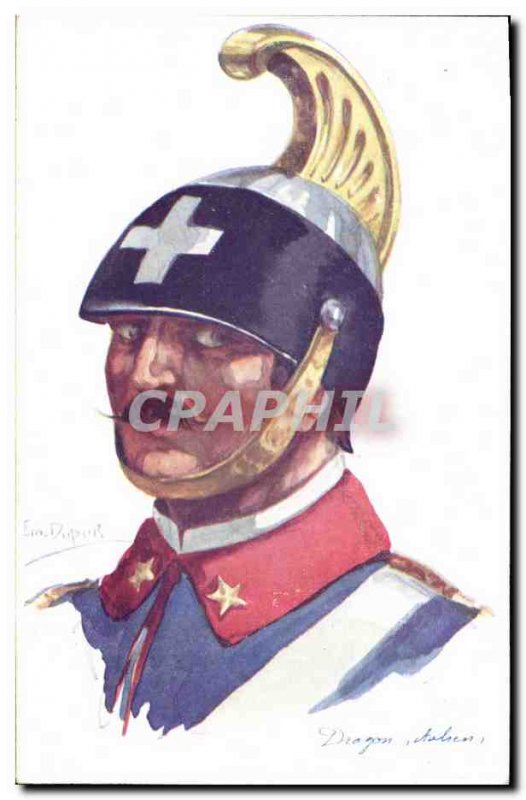 Old Postcard Fantasy Illustrator Dupuis Italian Army Dragon