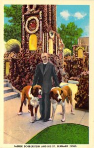 The Rev. and His Two St Bernard Dogs, Grotto,  West Bend, Iowa, IA,Old Post Card