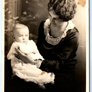 ID'd c1910s Cute Mother & Baby Boy RPPC Family Kid Photo Julia & Billy Bass A174