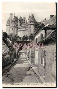 Old Postcard Pierrefonds La Rue Notre Dame and Chateau