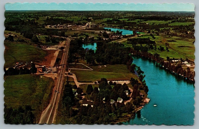 Postcard Peterborough Ontario 1970s Aerial View Wenonah Motor Court Motel Cabins