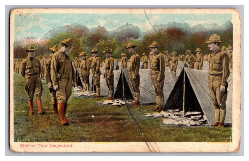 WWI World War One Shelter Tent Inspection Postal Card Nov. Co. N. Y. No. 1360-5 