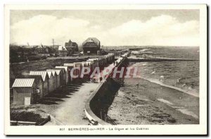 Old Postcard Bernieres sur Mer The dike and cabins