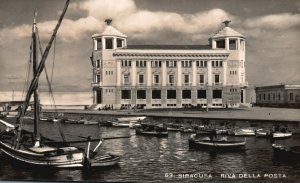 Vintage Postcard Siracusa Riva Della Posta Der Cai An Der Post Syracuse RPPC