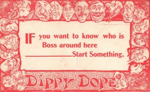 Vintage Postcard 1910's Dippy Dope Want To Know Who Is Boss Around Here Comic