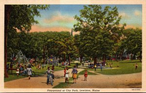 Maine Lewiston Playground At City Park Curteich