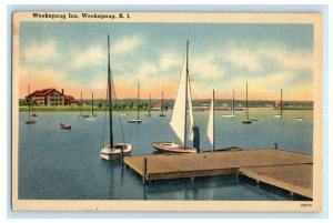 1915 Boats in Weekapaug Inn, Weekapaug, Rhode Island RI Antique Postcard