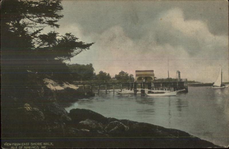 Isle of Springs ME From East Shore Walk c1910 Postcard