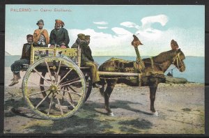 Italy, Palermo - Donkey, Cart & Men - [FG-280]