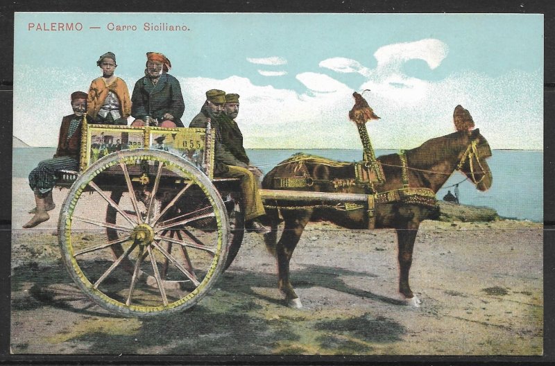 Italy, Palermo - Donkey, Cart & Men - [FG-280]