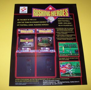 RUSHING HEROES Original NOS Video Arcade Game Flyer Football Vintage Retro Art 