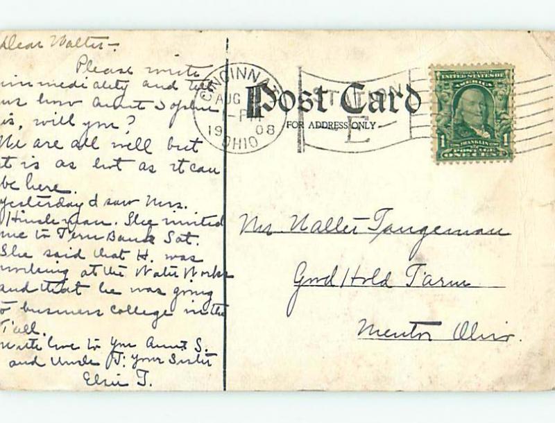 Divided-Back TOWER & PARK SCENE Cincinnati Ohio OH r8178