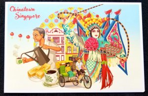 [AG] P190 Singapore China Town Chinese Opera Coffee Trishaw Food (postcard) *New