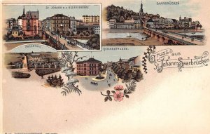 St John Saarbucken Germany Bridges Monument Gruss aus Vintage Postcard AA110317