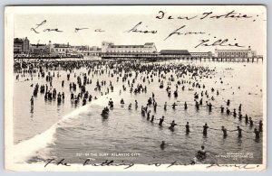 In The Surf Atlantic City New Jersey NJ Recreation Antique Photo Postcard