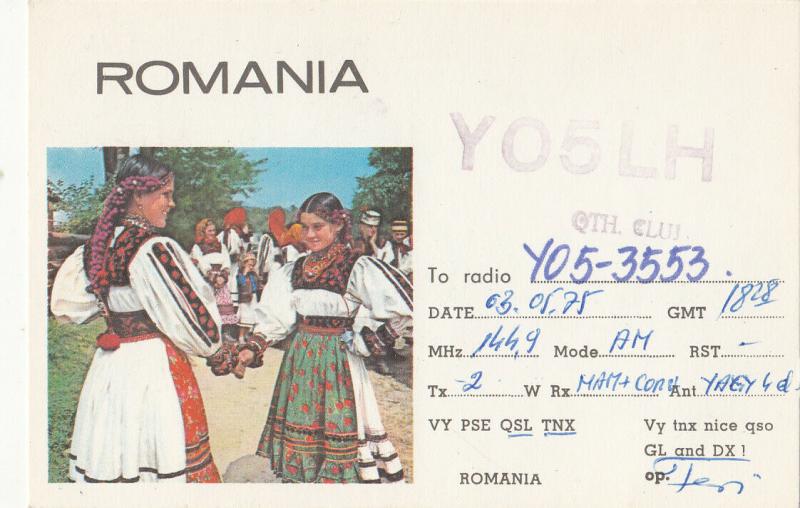 Romania Radio Amateur Station QSL card folk types