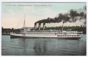 Steamer Princess Victoria in Victoria Harbor BC Canada 1910c postcard