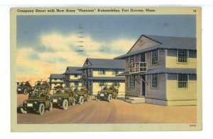 Military - Fort Devens, MA. Company Street, New Army Jeeps